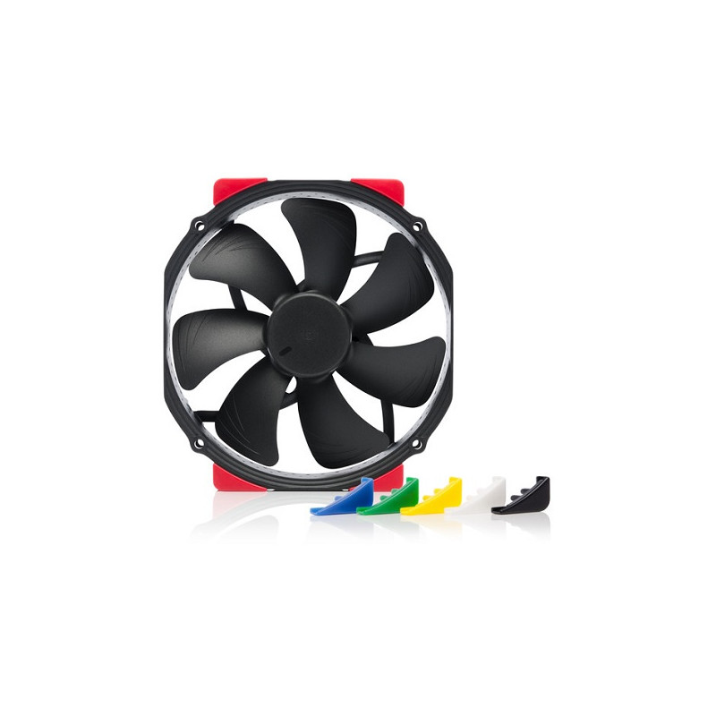 140mm Fan: Noctua A15-HS-PWM Chromax Black Swap  140mm (120mm Mounting) 4-Pin PWM Fan, 1500 RPM, 24.6 dB(A), 6x Colour Vibration
