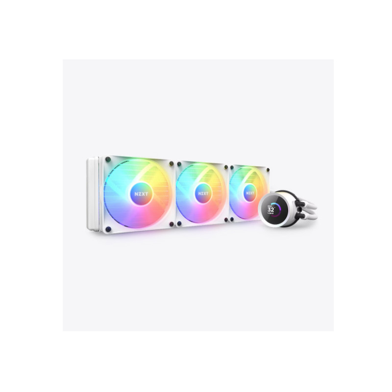 Liquid CPU Cooler: Kraken 360 RGB - White360mm Radiator, 3x 120mm RGB PWM Fans, 121 x 394 x 27mm, Support: Intel LGA1700, LGA120