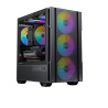 Mini-Tower Case: OKINOS Cypress 3 ARGB4x 120mm ARGB Fans, 2x USB 3.0 + 1x USB Type-C (10GBps), 1x Microphone/ Headphones Jack, T