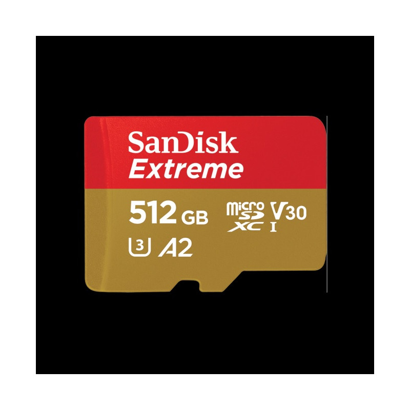 MICRO SD: 512GB Extreme microSDXC UHS-I Card R 190mb/s, W 130mb/s