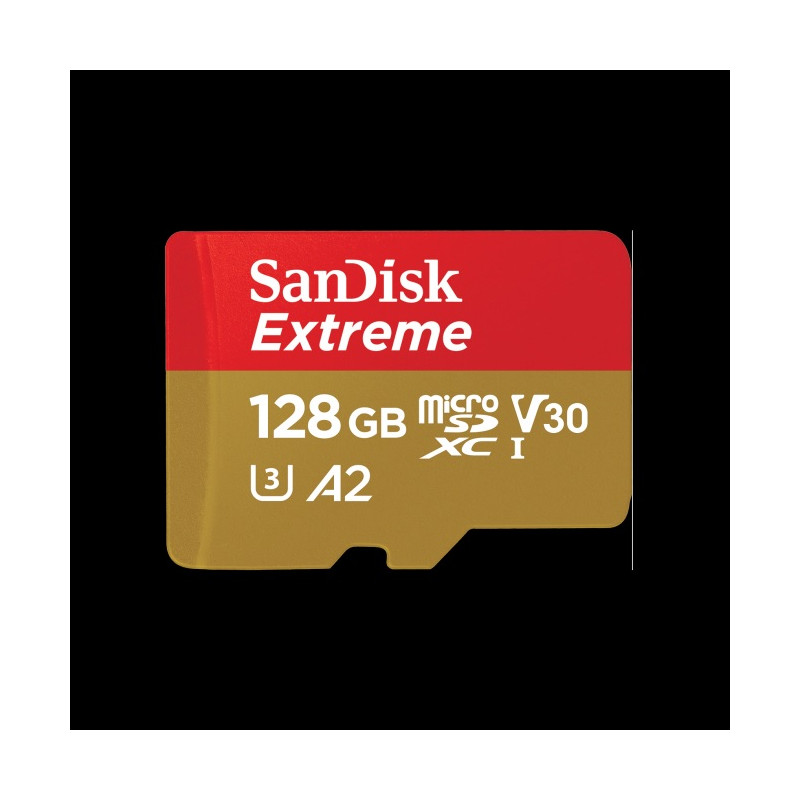 MICRO SD: 128GB Extreme microSDXC UHS-I Card R 190mb/s, W 90mb/s