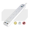 4 Way Basic Powerboard USB Ax2 4 Outlets Master Switch Surge and overload protection1M Length
