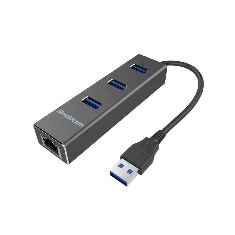 Aluminium 3 Port USB 3.0 HUB with Gigabit Ethernet RJ45 Adapter 1000Mbps for PC MAC