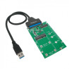 USB 3.0 to mSATA + M.2 (NGFF) SSD 2 in 1 Combo Adapter With USB 3.0 to SATA Data Power Cable (for SATA SSD only, not for NVMe /