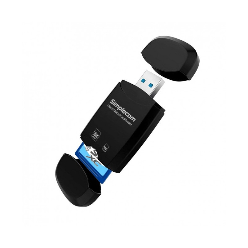 2 Slot SuperSpeed USB 3.0 Card Reader with Dual Caps Micro SDHC/SDXC - Black
