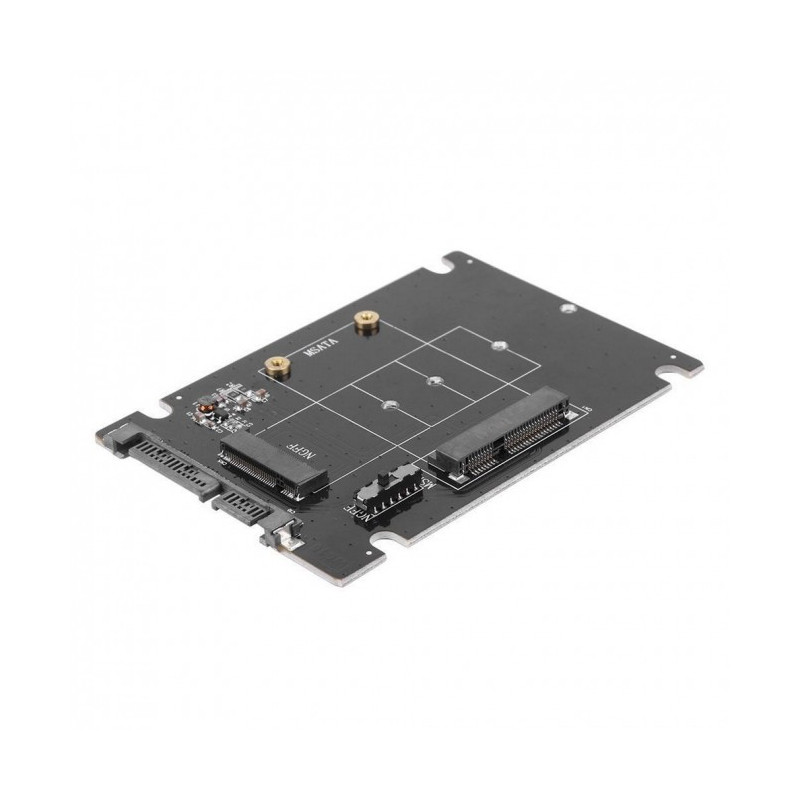mSATA + SATA Protocol base M.2 SSD (B Key SATA) to SATA 2-In-1 Combo Adapter - PCB (not support PCI-E / nVMe type)