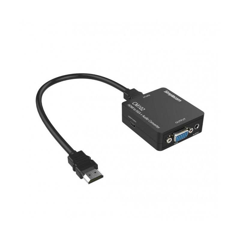 HDMI to VGA + Audio 3.5mm Stereo Converter Adapter Power by USB Cable
