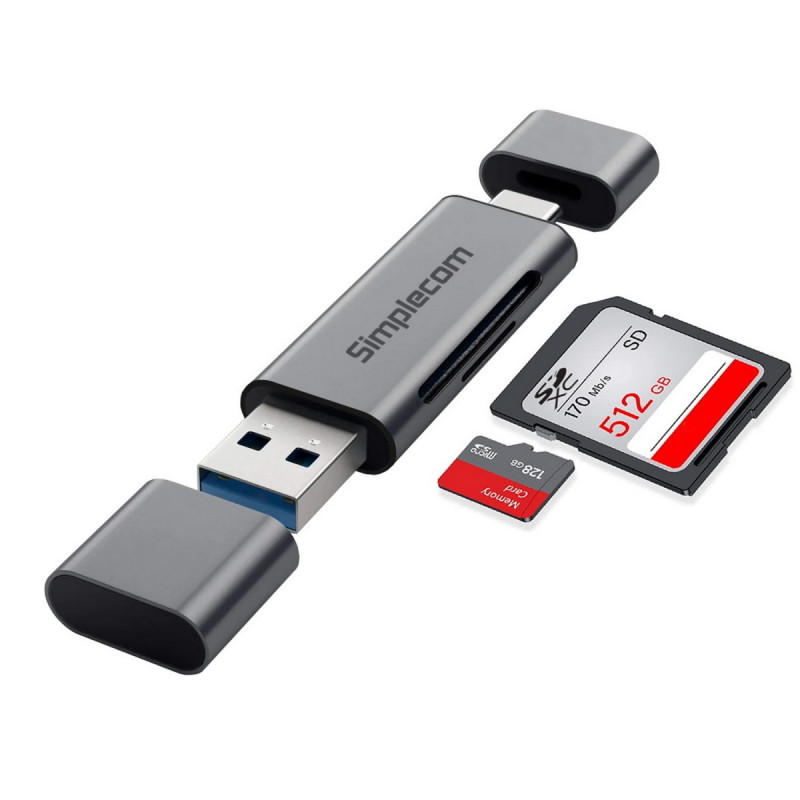 SuperSpeed USB-C Type-C and USB-A SD/MicroSD Card Reader USB 3.2 Gen 1 (USB 3.0)