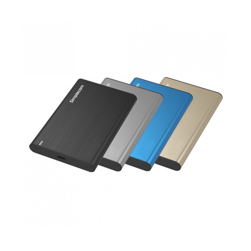 2.5" SATA Enclosure, USB 3.1 Type-C (USB-C), USB-C to USB-A adapter included, Aluminium - Silver