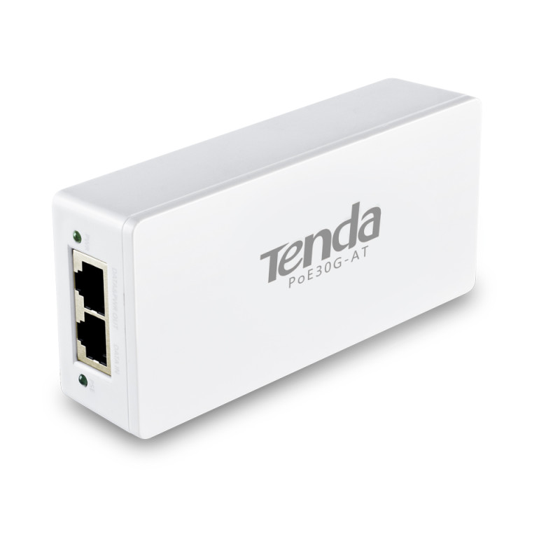 Gigabit PoE+ injector maximum transfer rate of up to 30W for single port