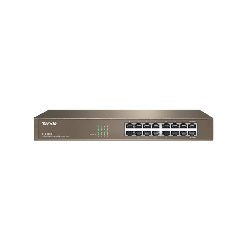 Switch: 16-Port Gigabit Ethernet Switch, Wall mounting: support, Rack mounting: support