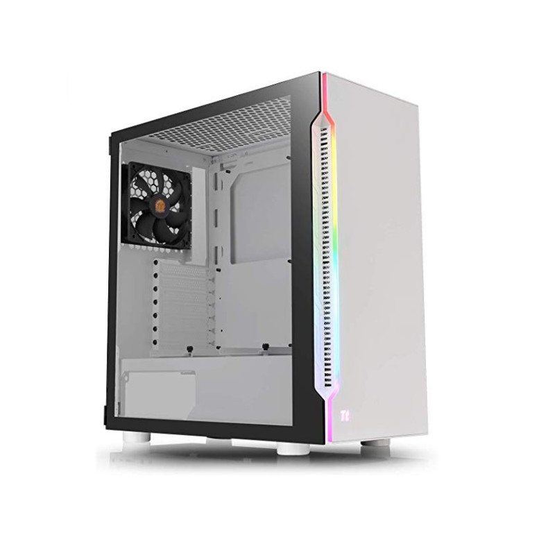 Mid-Tower Case: H200 TG Snow RGB - White1x 120mm Fan, 2x USB 3.0, Tempered Glass Side Panel, RGB-LED Lighting, Supports: ATX/mAT