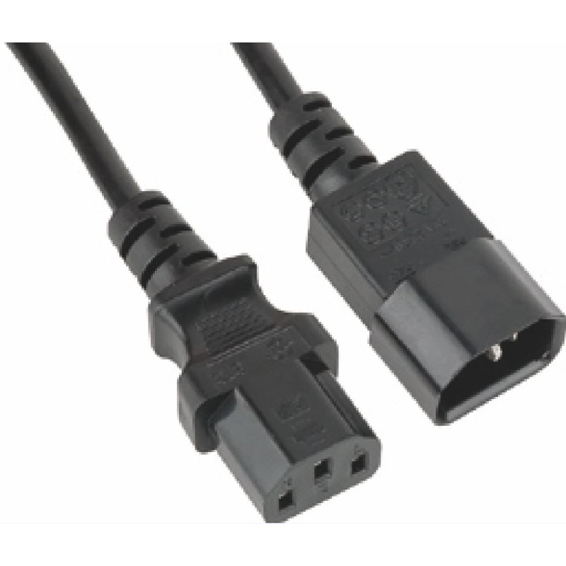 Power Extension Cable: 1.8/2m IEC C13 Male to IEC C14 Female for UPS/Monitor