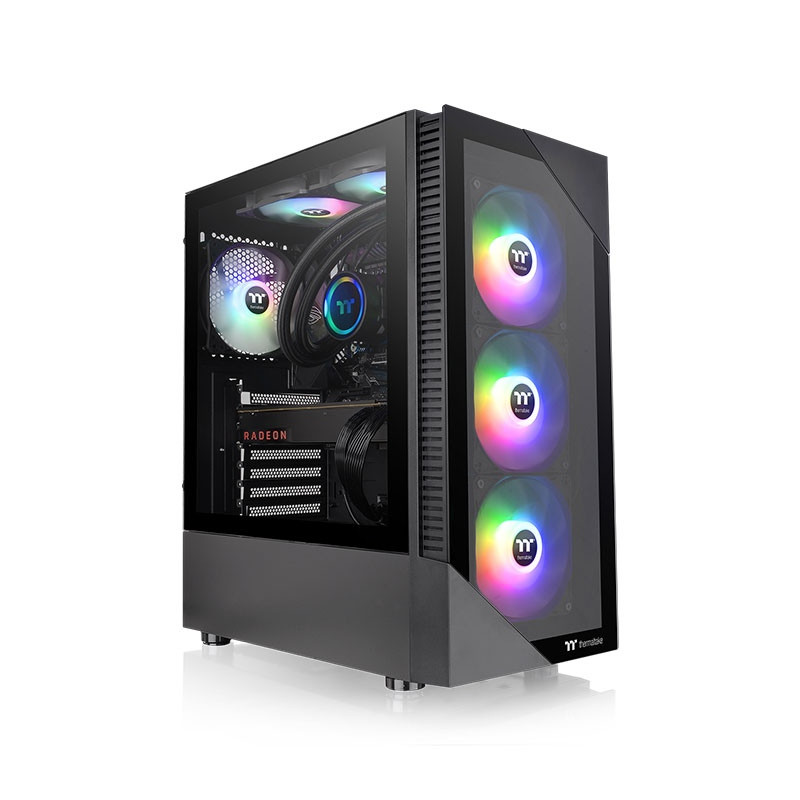 MiD-Tower Case: View 200 TG ARGB - Black 3x 120mm ARGB Fans, 2x USB 3.0, Tempered Glass Side Panel, Supports: ATX/mATX/mini-ITX