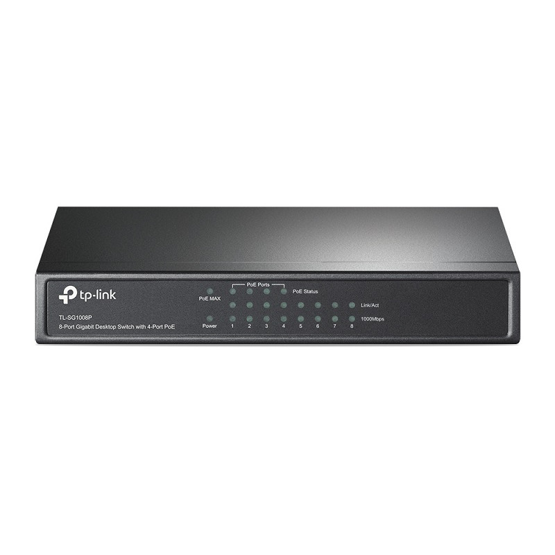 PoE Switch: 8-Port Gigabit Desktop Switch with 4-Port PoE 55W