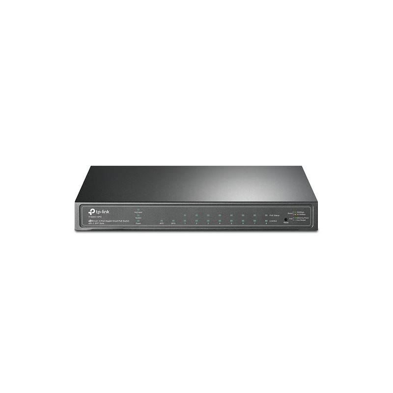 POE Switch: 8-Port Gigabit Smart PoE Switch with 2 SFP Slots L2/L3/L4 QoS and IGMP Snooping WEB/CLI Managed 53W, Fanless, Omada 