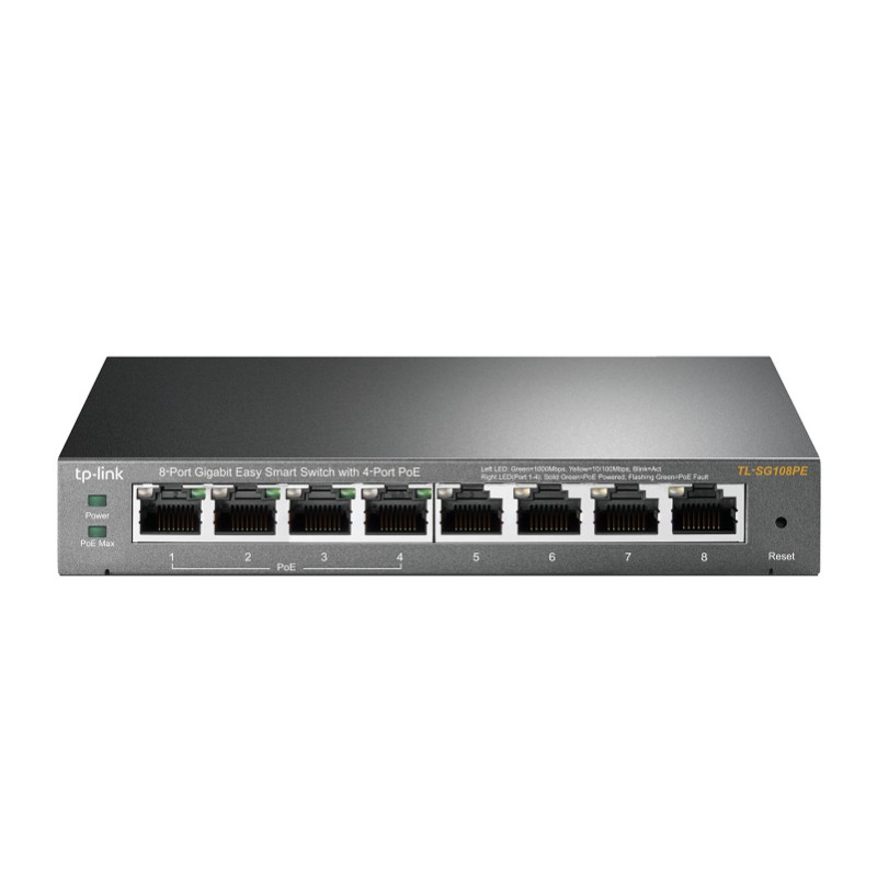 PoE Switch: 8-Port Gigabit Easy Smart Switch with 4-Port PoE 55W