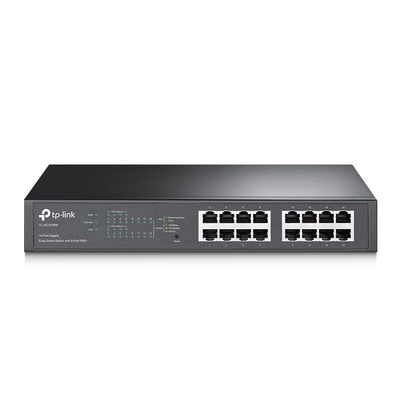 PoE Switch: 16-Port Gigabit Easy Smart PoE Switch with 8-Port PoE+ 110W, Rackmount Kit Included