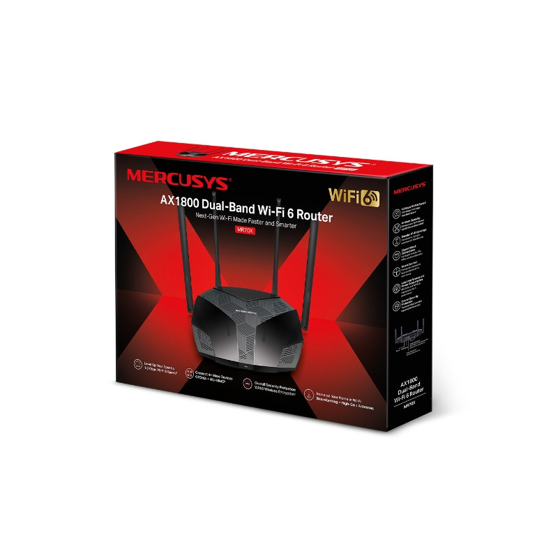 Wi-Fi6 Router: Mercusys AX1800 Dual-Band WiFi 1201+574 Mbps, OFDMA and MU-MIMO