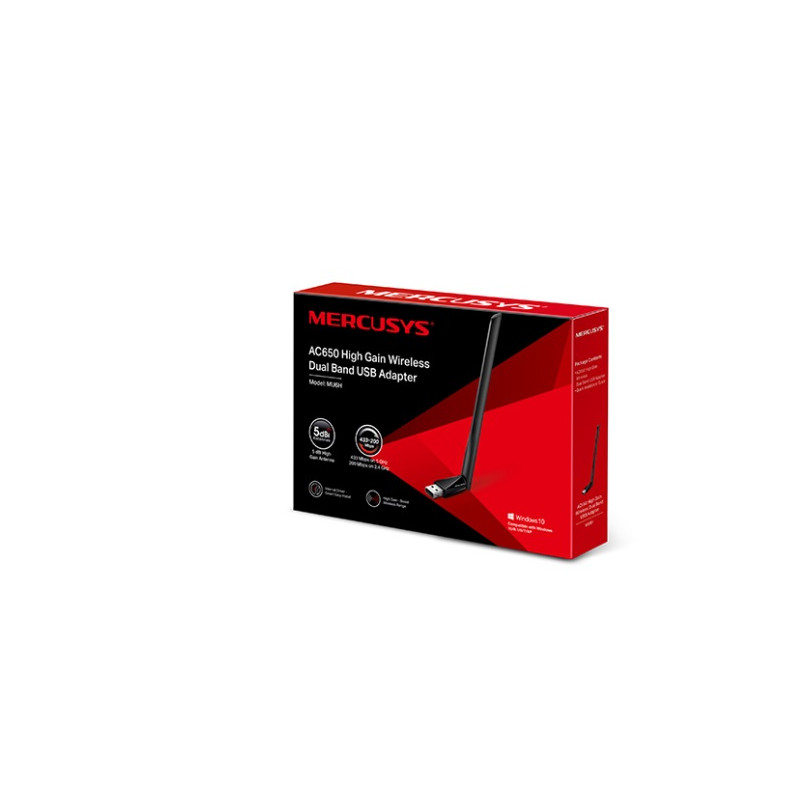 USB Adapter : Mercusys Wireless AC650 with High Gain Dual Band WiFi Adapter