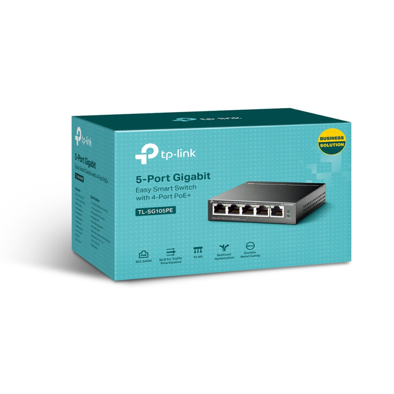 POE Switch: 5-port Gigabit with 4x POE 65W, 10Base-T/100Base-TX/1000Base-T/EIA/TIA-568, Auto Negotiation/MDI/MDIX
