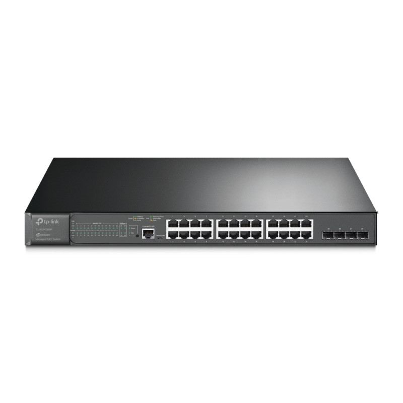 Managed POE Switch: OMADA 28-Port Gigabit L2 Managed Switch, 24-Port PoE+, 4x Gbps SFP+ slots, Static Routing, 384W