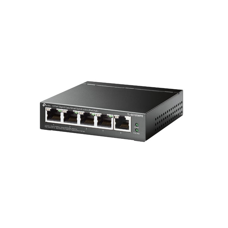Manged Switch: 5-Port Gigabit Easy Smart Switch with 4-Port PoE+ Total 120W