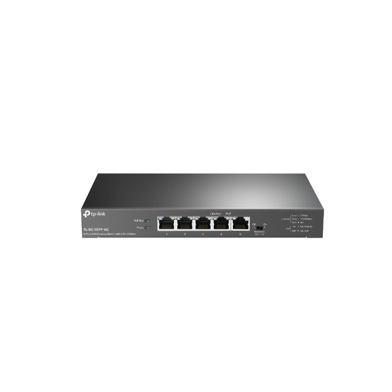 POE Switch: 5 Ports 2.5Gigabit Desktop Switch with 4-Port PoE++ support upto 60W/port, Total 123W