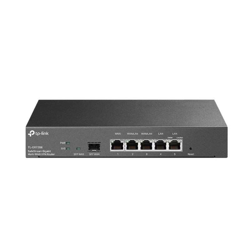 Omada SafeStream Gigabit Multi-WAN VPN Router, 4 WAN Ports: 1 Gigabit SFP WAN port, 1 Gigabit RJ45 WAN Port, 2 Gigabit WAN/LAN