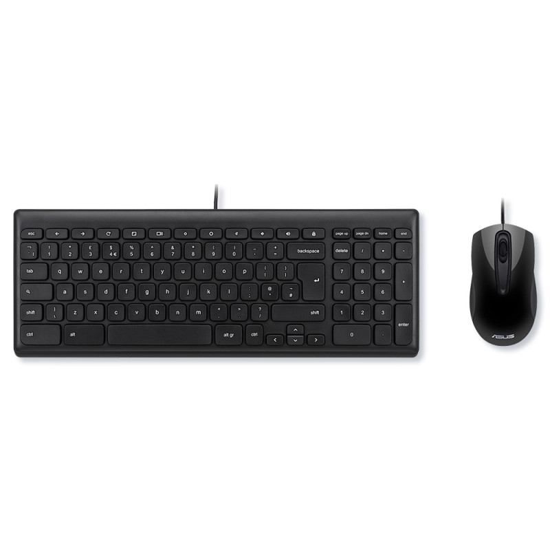 Asus USB Wired Keyboard & Mouse Set - Chrome Layout