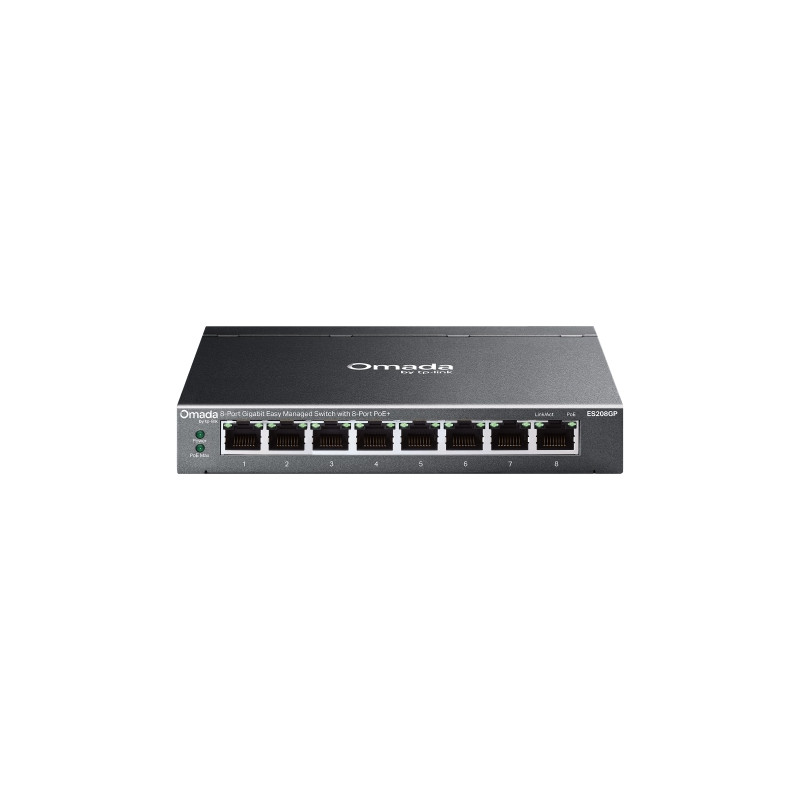 Omada Easy Managed POE Switch: 8-Port Gigabit with 8-Port PoE+, 8¡Á Gigabit PoE+ Ports , 802.3at/af, 64W PoE Power, Desktop Stee