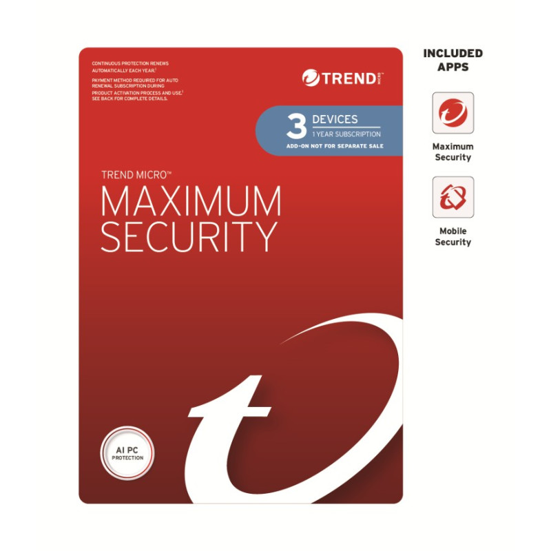 Maximum Security - 3 Device 1 Year OEMPC/Mac/Android/iOS, No Installation Media Included (Download & Register Online)Note: Payme