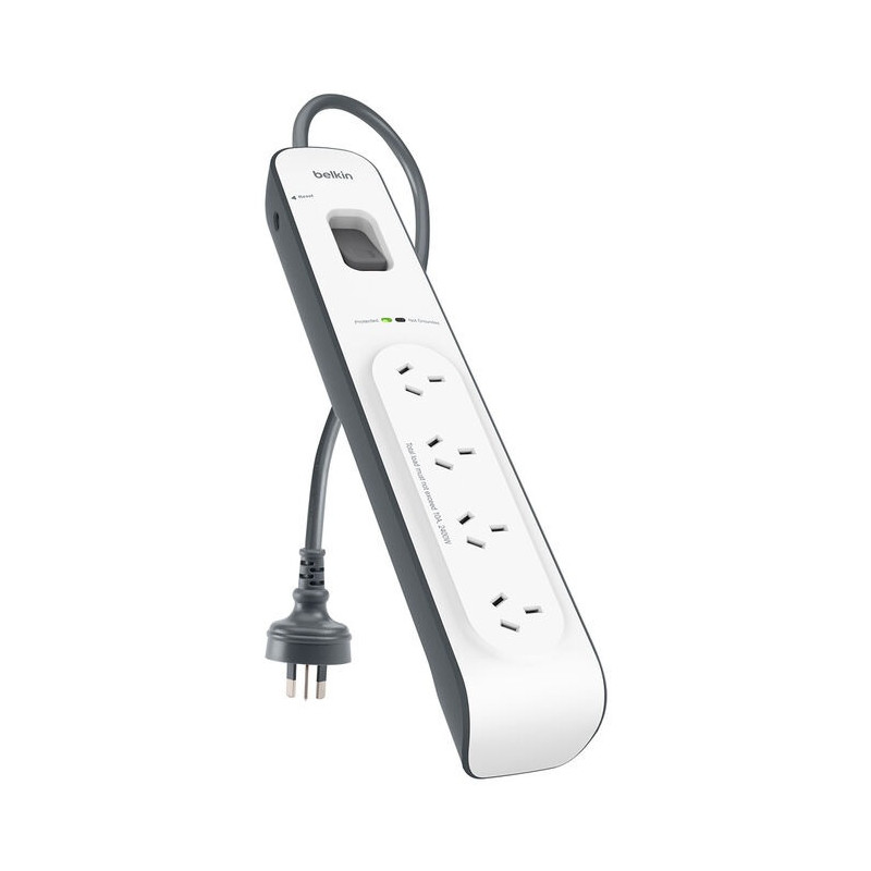 SurgeMaster 4-Outlet Surge Protection Strip With 2M Power Cord - (BSV400au2M), Protects Against Spikes & Surges, CEW $20,000, 2