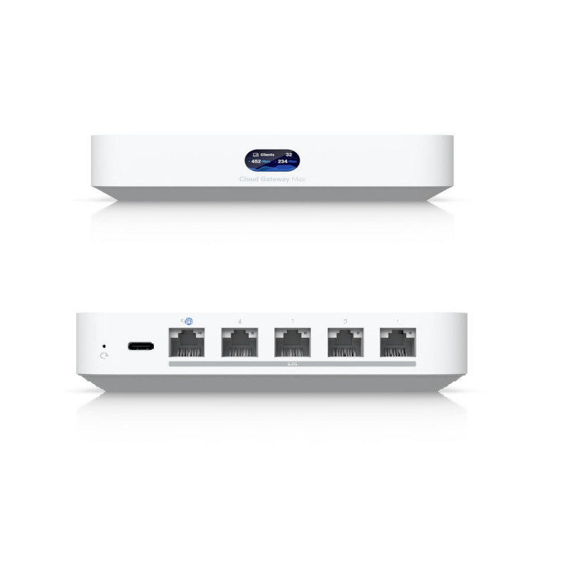 Cloud Gateway Max, Compact 2.5G With 30+ UniFi device/300+ Client Support, 1.5 Gbps IPS Routing, 512GB NVMe SSD Included