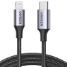 iPhone USB-C Type-C to Lightning Cable, Aluminium Shell, Braided Cable, Black - 2m