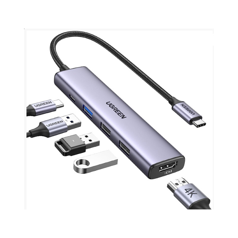 USB Type-C Hub, 5-in-1 USB-C Hub with 4K HDMI, 100W Power Delivery