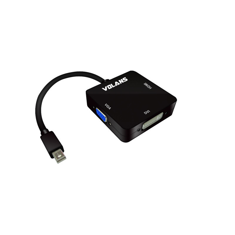 Mini DisplayPort DP (M) to HDMI (F) / DVI (F) / VGA (F) - Supports 1080P