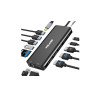 Aluminum 14-in-1 USB-C Hub with 100W PD - 2x HDMI, 1x VGA, 3x USB-A, 2x USB-C, 1x Ethenet, Card Reader