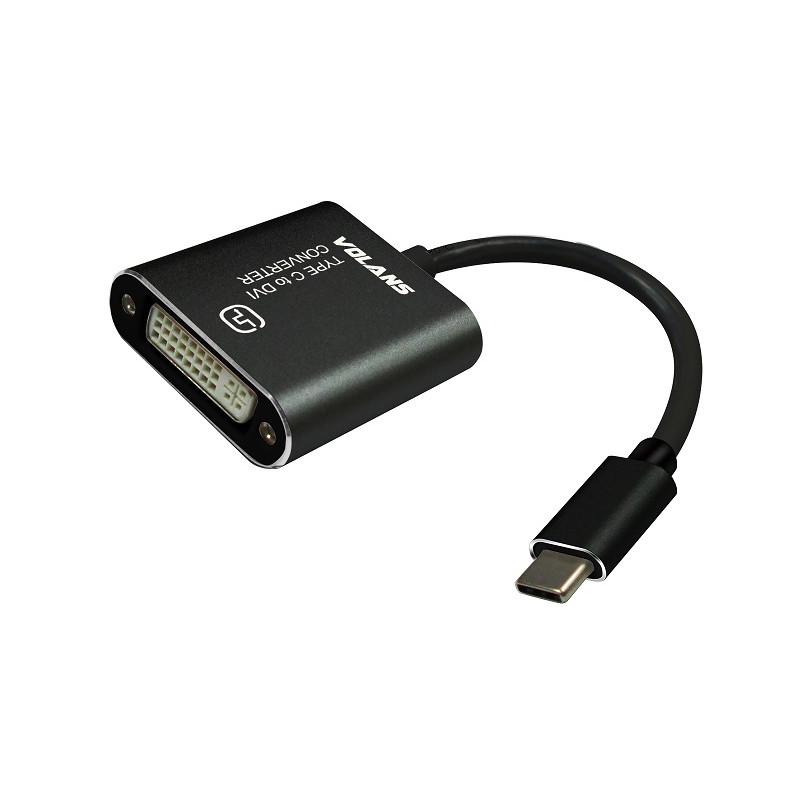 Aluminium Type-C (USB-C) to DVI Converter (UCDV) 15cm - For Laptop, MacBook Chromebook etc, not for Desktop PC