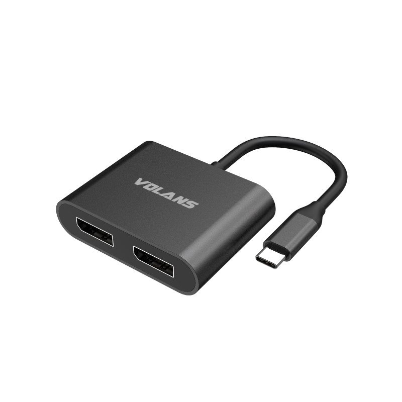 Aluminium 4K USB-C to Dual DisplayPort Adapter with MST Dual Monitor