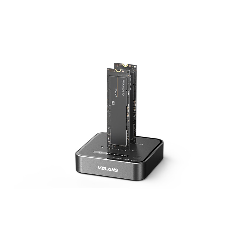 Aluminium 2-Bay USB-C (20Gbps) M.2 NVMe PCI-E SSD Docking Station with Clone
