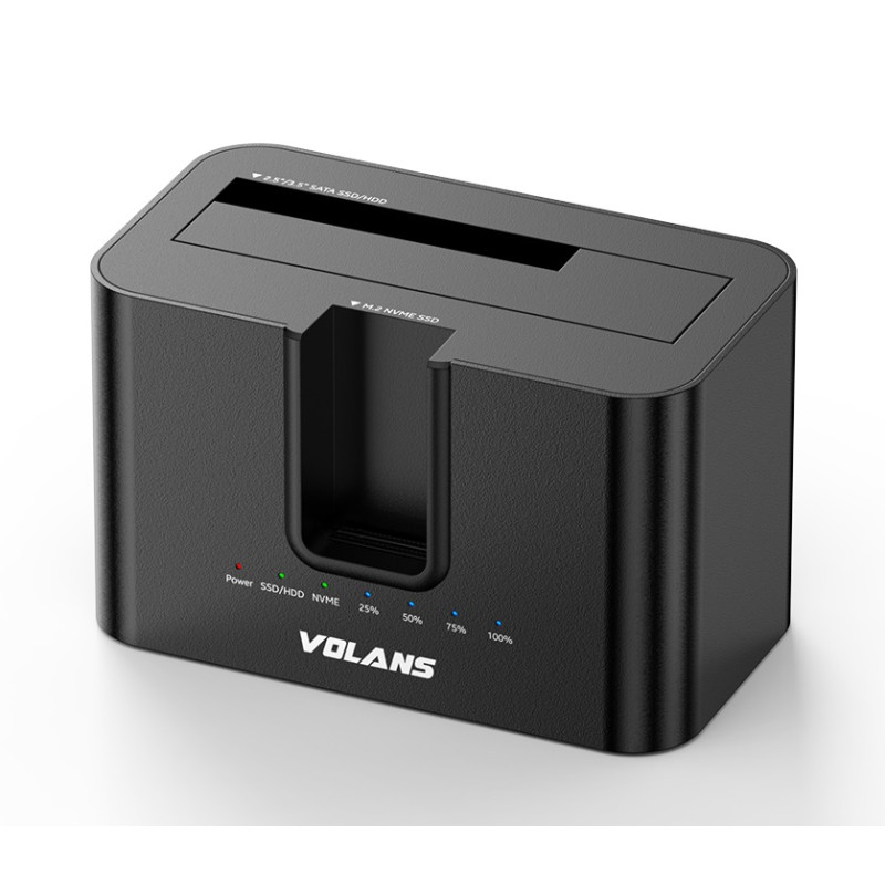 Dual Bay USB-C Aluminium Docking Station for 2.5¡å/3.5¡å HDD + M.2 SSD with Clone
