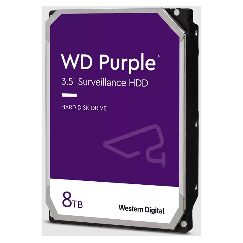 WD 8TB Purple 3.5" Hard Drive, SATA III, 5400RPM, 256MB Cache, Surveillance Storage, up to 64 Cameras, 3y