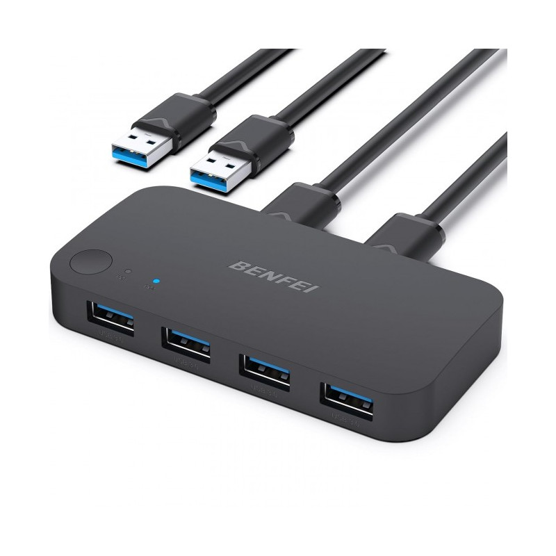 USB 3.0 KVM Switch, USB 2 in 4 out Switcher for 2 Computers.
