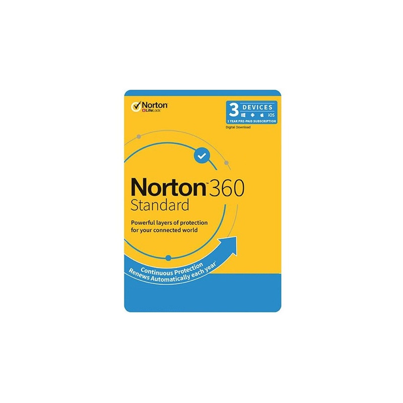 Norton 360 Standard: 3 Devices 1 Year Subscription OEMPC/Mac/Android/iOS, No Installation Media Included (Download & Register On