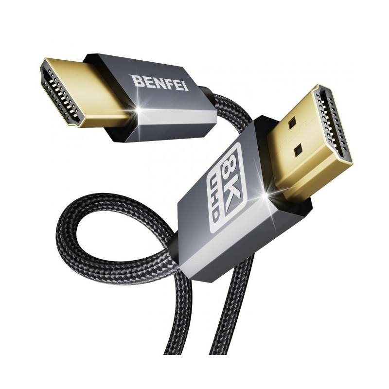 8K V2.1 HDMI Male to HDMI Male Cable, Aluminum Shell Nylon Braided Certified Ultra High Speed 1M
