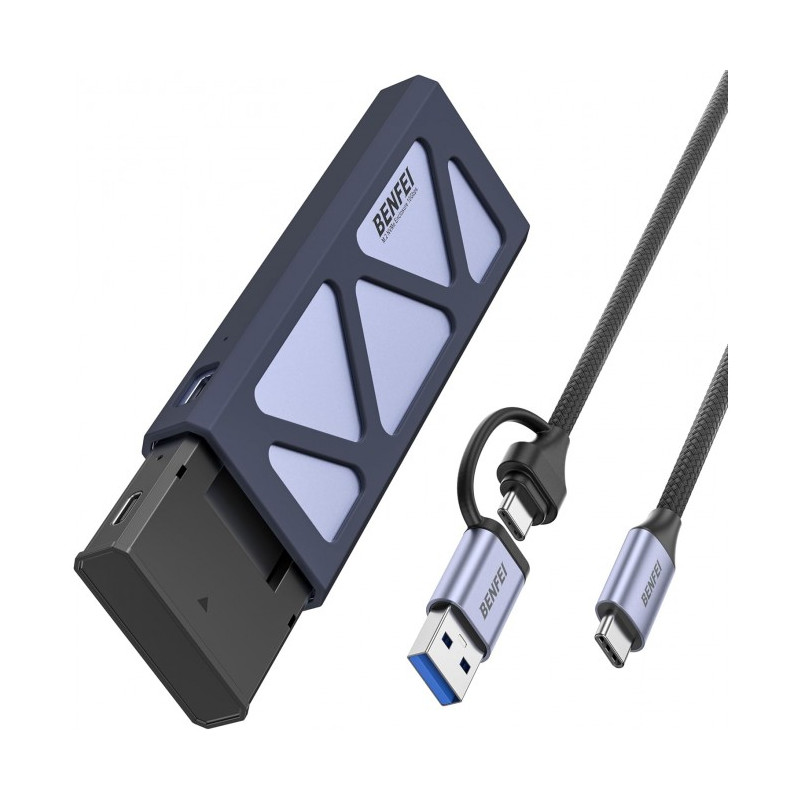 NVME M.2 SSD Enclosure USB3.2 Gen2 10 Gbps, Tool-Free for B & M Keys with Size 2230/2242/2260/2280 SSDs