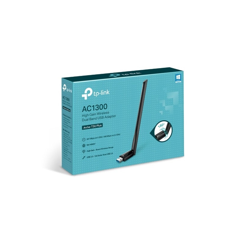 USB Adapter: AC1300 Wireless High Gain Dual Band WiFi Adapter
