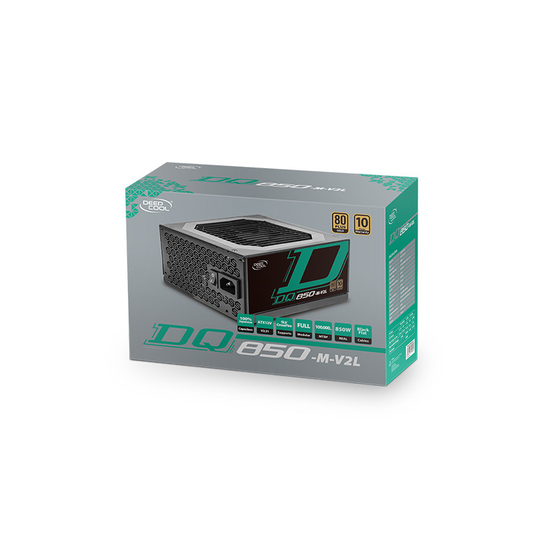 ATX PSU: 850W DQ80Plus Gold, Full-Modular, 120mm Fan, 1x 24(20+4)pin, 2x 8(4+4)pin, 2x PCIE (6+2)x2, 1x SATAx4, 3x 4pinx2+SATAx2