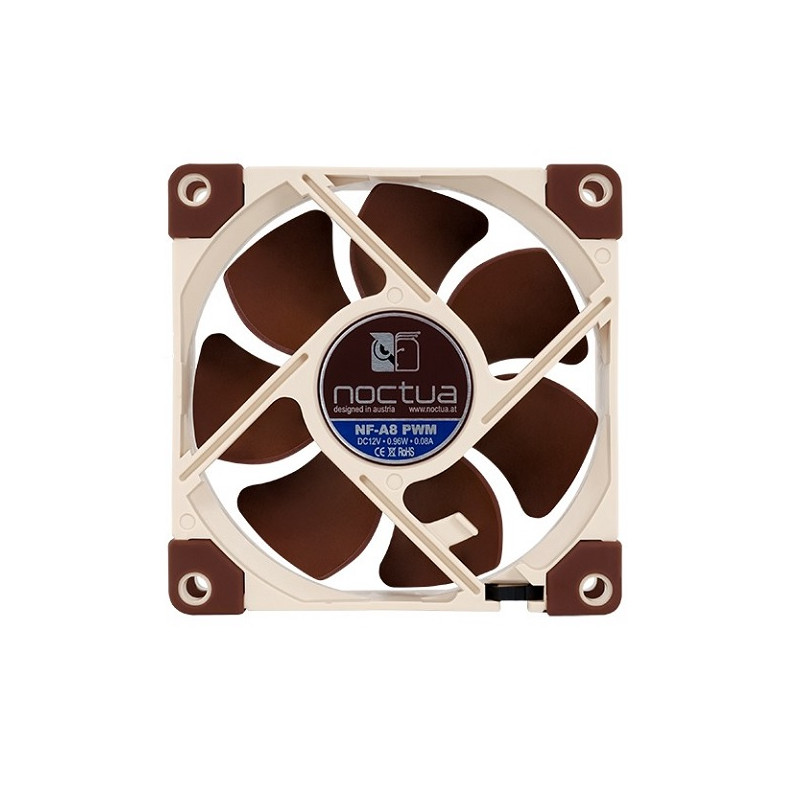 80mm Fan: Noctua A-Series A8-PWM80mm 4-Pin PWM Fan, 2200 RPM, 17.7 dB(A)
